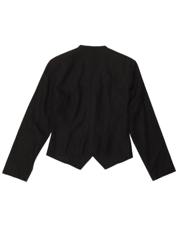 Laura Ashley Womens Cardigan Asimetric Top UK 12 Medium Black Floral Linen