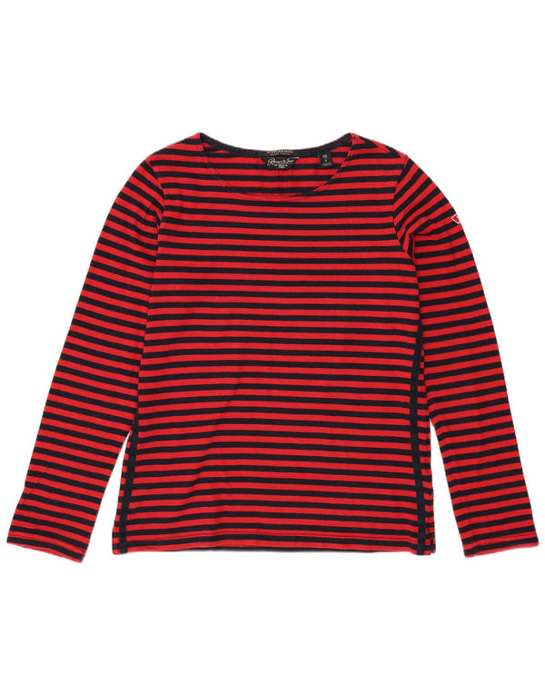 Scotch & Soda Top supradimensionat pentru femei cu mânecă lungă UK 2 XS bumbac cu dungi roșii