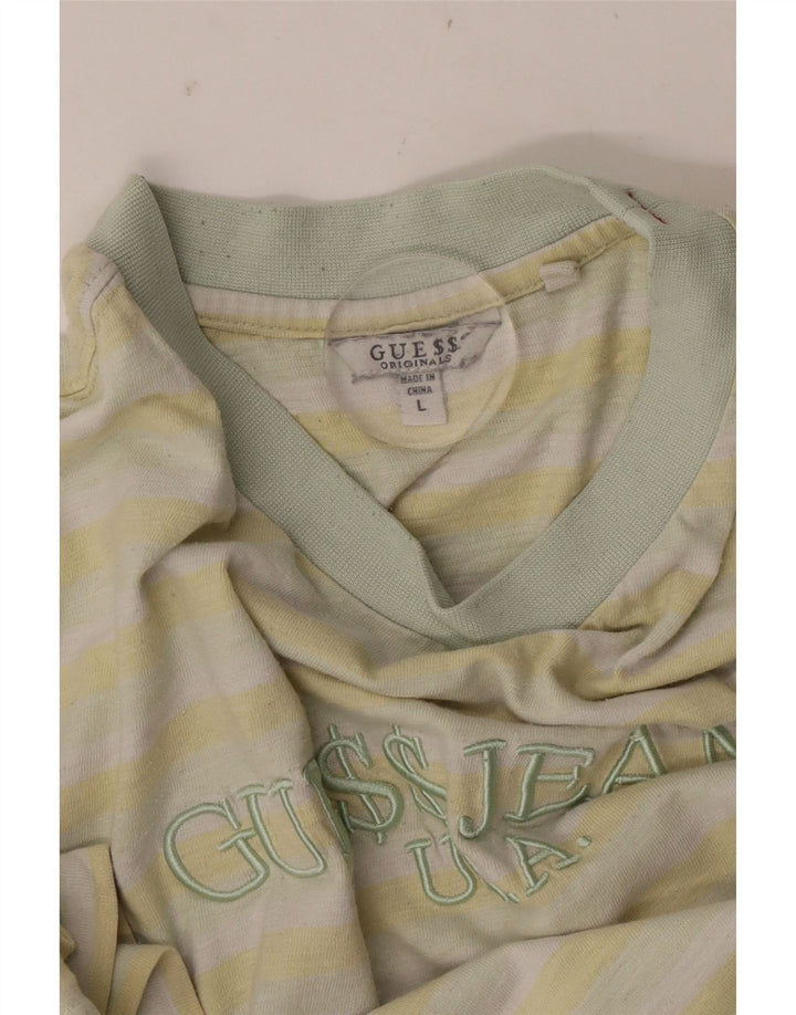 Tricou grafic Guess pentru bărbați Top mare cu dungi galbene