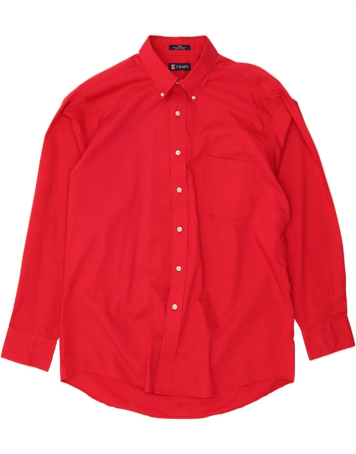 CHAPS Mens Shirt Size 16 1/2 Large Red Cotton Vintage Chaps and Second-Hand Chaps from Messina Hembry 