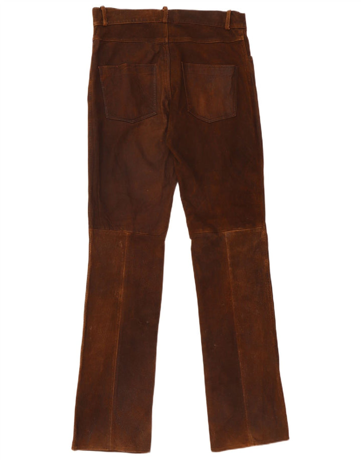 Pantaloni drepți din piele vintage pentru femei W30 L35 maro