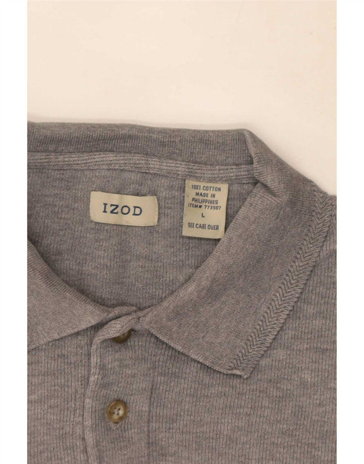 Tricou polo cu mânecă lungă pentru bărbați Izod, bumbac gri mare