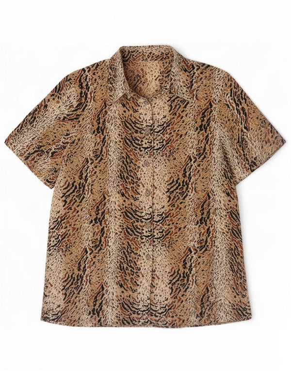 Bluză vintage cu mânecă scurtă pentru femei, cu imprimeu animal mediu multicolor