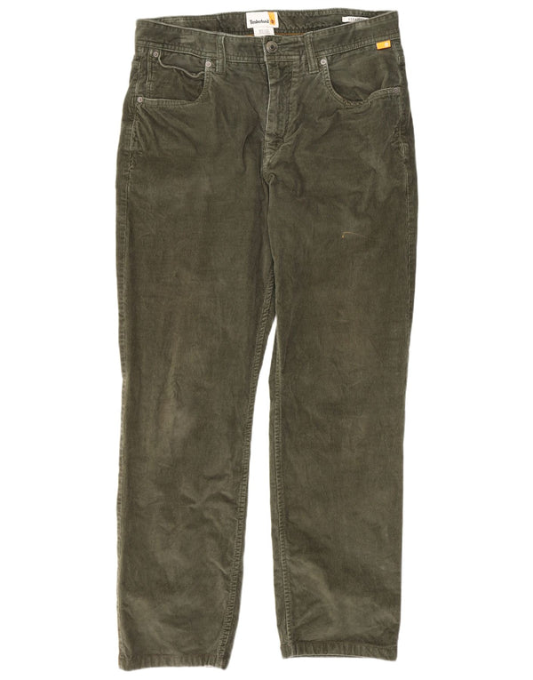 Pantaloni drepti pentru bărbați Timberland din velur, L32 L28, bumbac verde