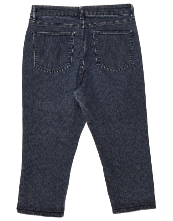 LEE Womens Classic Fit Capri Jeans US 14 XL W32 L22 Navy Blue Cotton