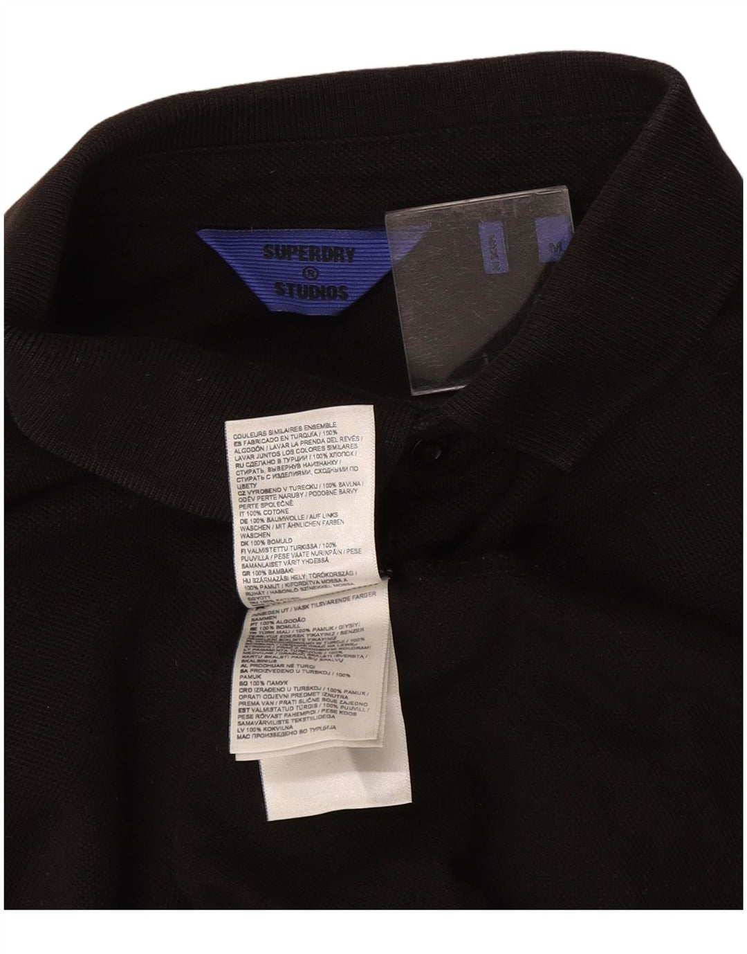 Tricou polo cu mânecă lungă pentru bărbați Superdry, bumbac mediu negru