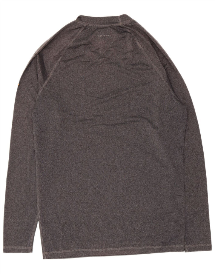 Top grafic Quiksilver pentru bărbați cu mânecă lungă, mare, gri, poliester