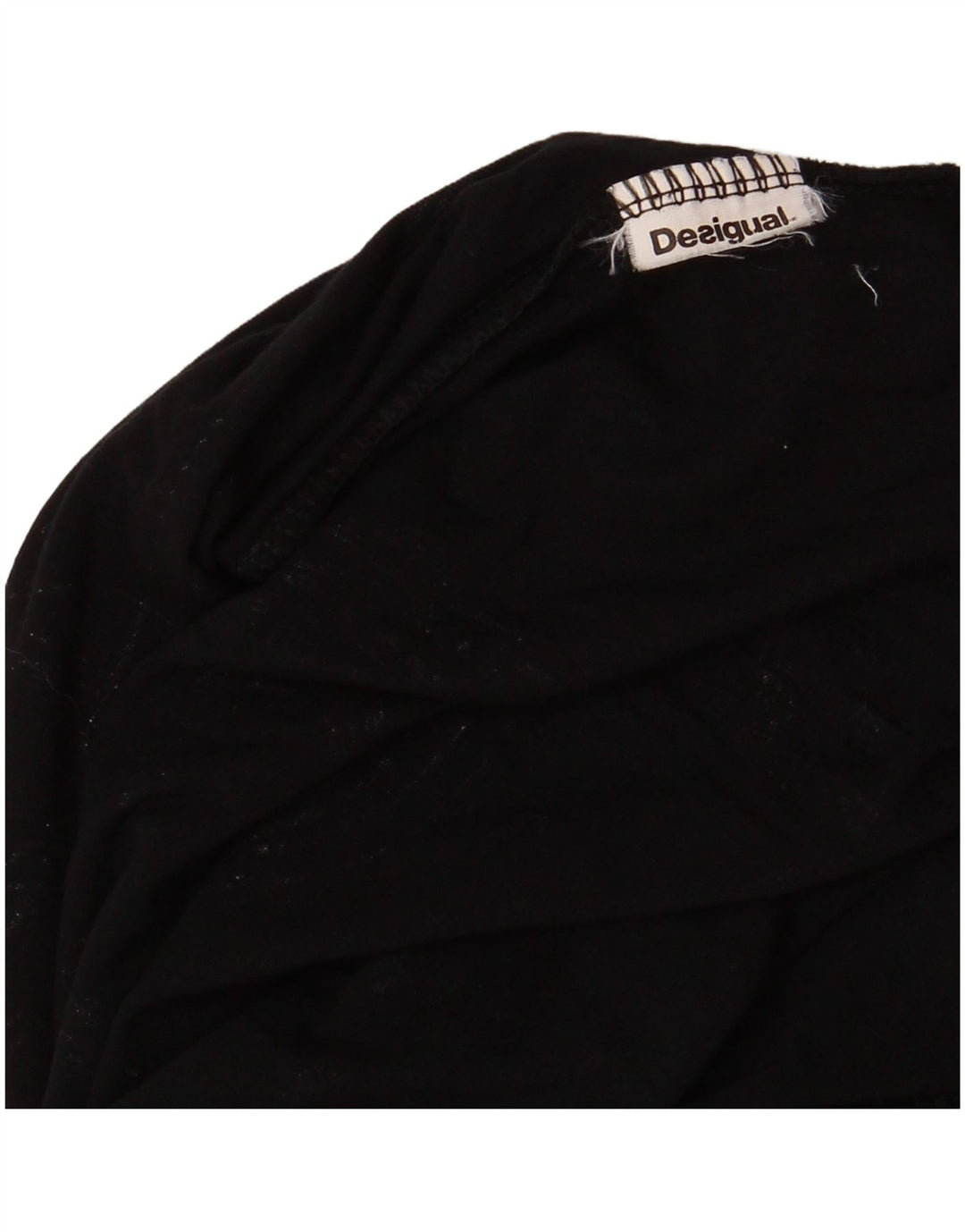 DESIGUAL Top grafic cu umăr dezactivat pentru femei cu mânecă lungă UK 12 mediu negru