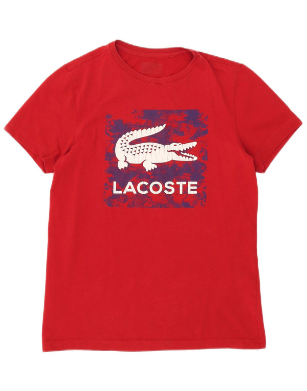 Lacoste Mens Graphic T-Shirt Top Size 3 Small Red Cotton