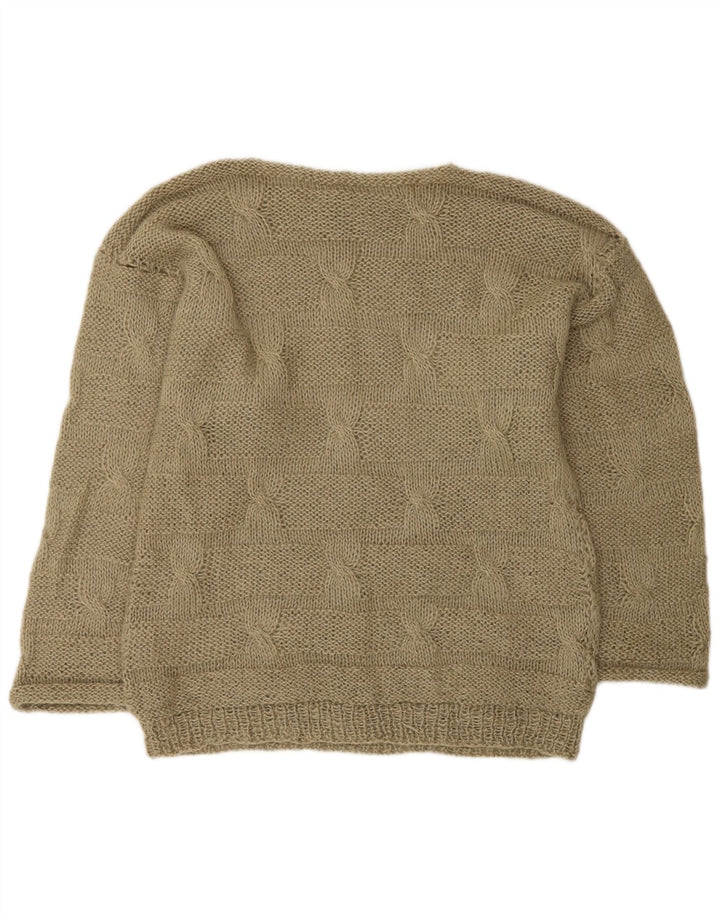 Pulover vintage pentru bărbați cu gâtul barcă, kaki mediu