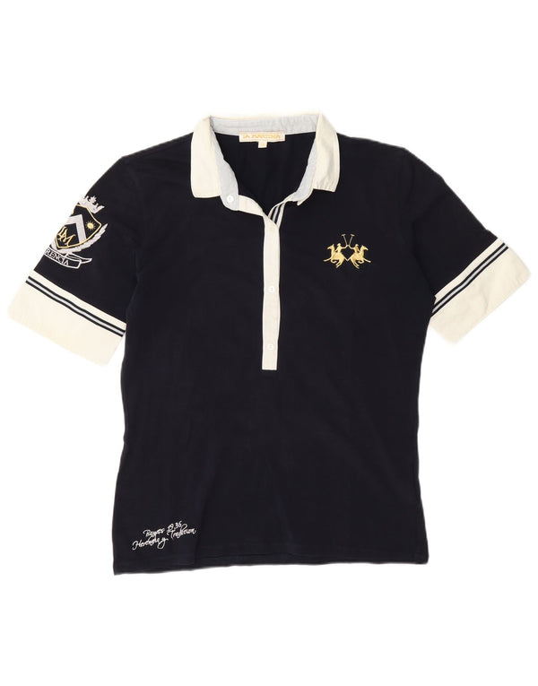 Tricou polo pentru femei La Martina UK 18 XL, albastru bleumarin, bumbac color bloc