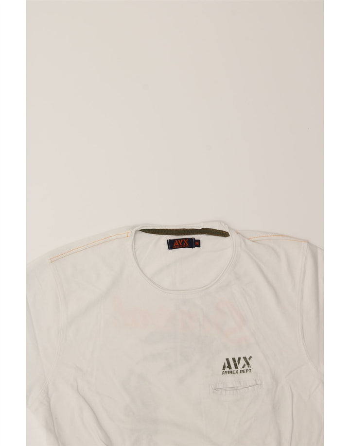 AVIREX Mens Graphic T-Shirt Top Medium White Vintage Avirex and Second-Hand Avirex from Messina Hembry 
