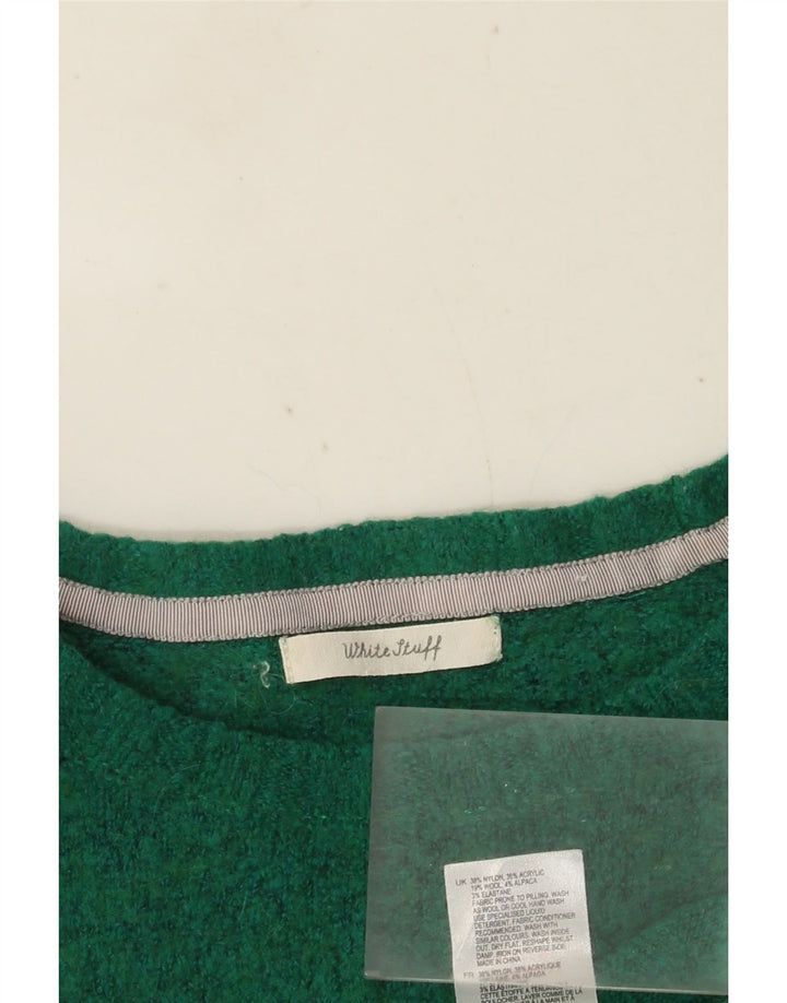 White Stuff Pulover pentru damă cu decolteu rotund din nailon verde mare UK 16