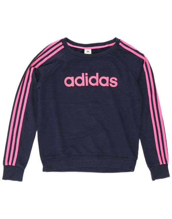 Pulover Adidas Climalite Graphic pentru femei Marea Britanie 12/14 Medium Bleumarin