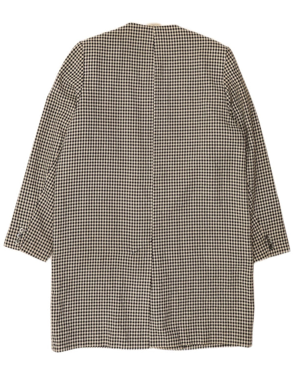 ALEXON Womens Loose Fit Overcoat UK 12 Medium Black Houndstooth Polyester
