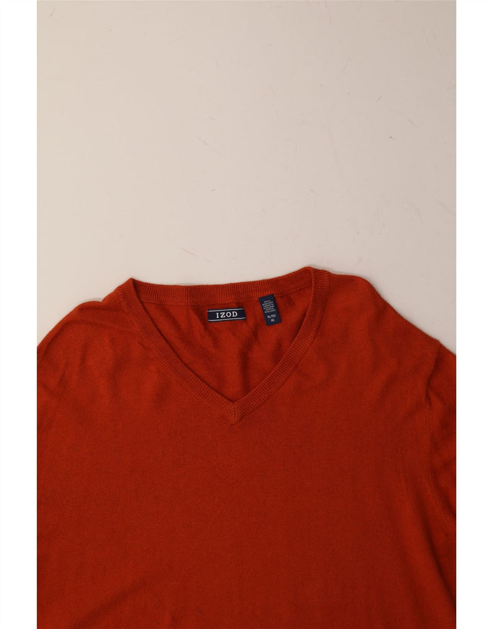 IZOD Mens V-Neck Jumper Sweater XL Orange Cotton Vintage Izod and Second-Hand Izod from Messina Hembry 
