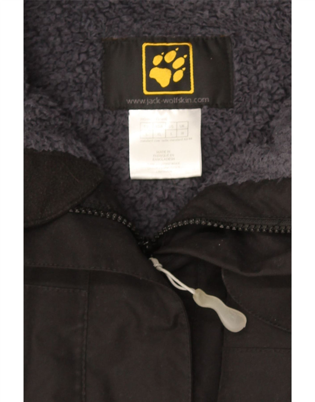 Jack Wolfskin Jachetă de vânt cu glugă pentru femei UK 16 Poliester negru mare