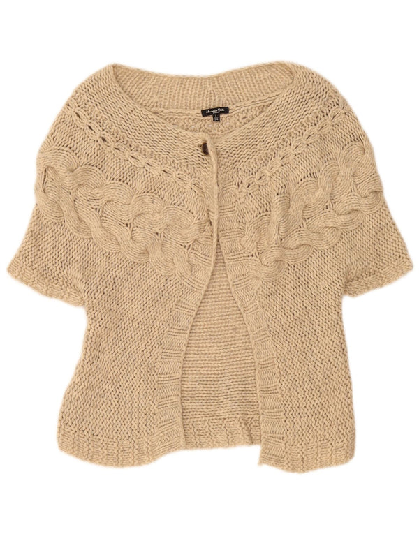 Pulover cardigan cu mânecă scurtă pentru femei Massimo Dutti UK 14 mare bej