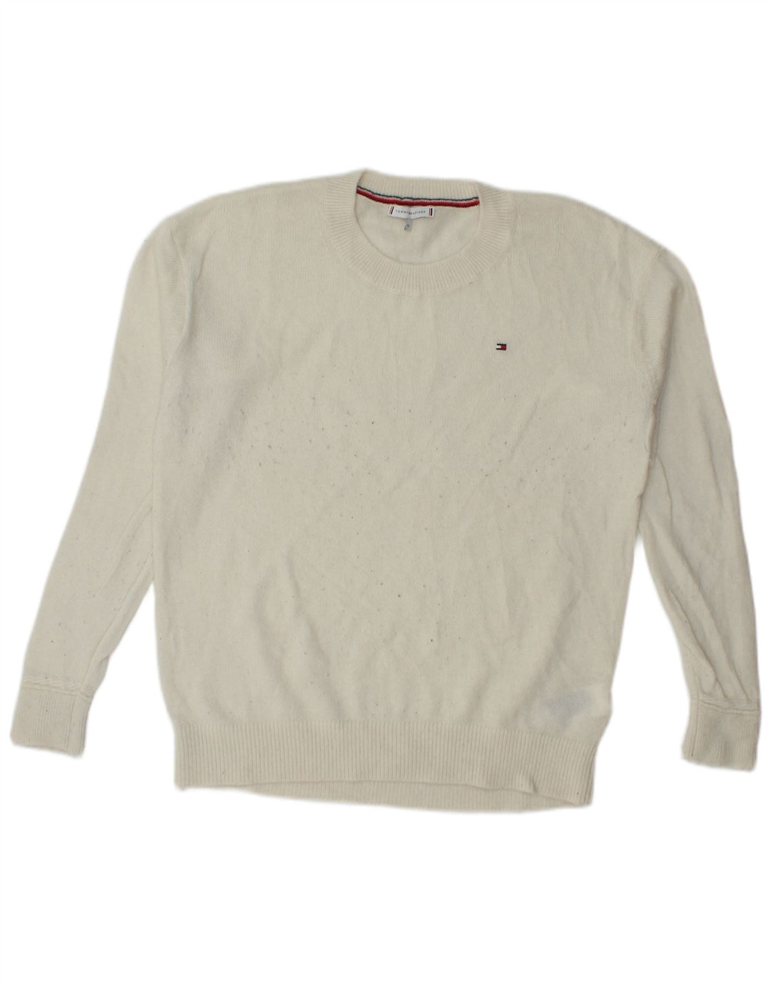 Pulover Tommy Hilfiger pentru bărbați, cu gât crew, XL, lână albă