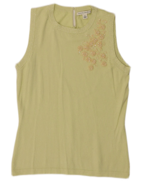 BANANA REPUBLIC Vest Top pentru femei UK 10 Small Green Silk