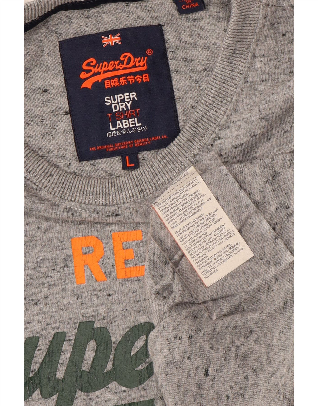 Tricou grafic Superdry pentru bărbați Top mare din bumbac cu pete gri