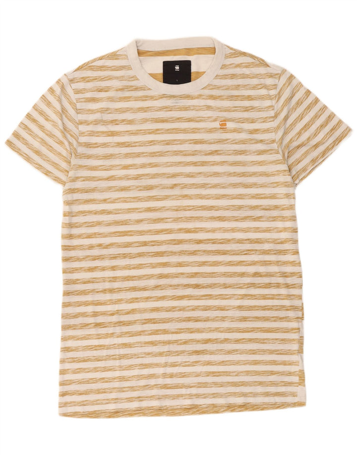 Tricou Bărbați G-Star Top mare, bej, cu dungi din bumbac