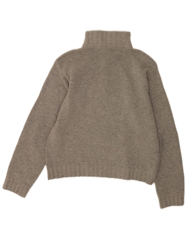 Fred Perry Womens Zip Neck Jumper Sweater UK 18 XL Grey Lambswool