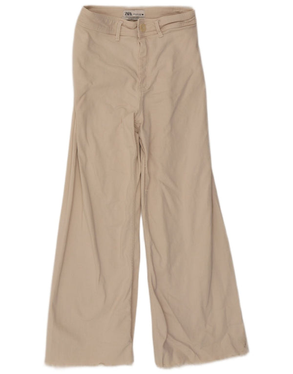 Blugi drepti marin pentru femei Zara EU 38 NSmall W28 L28 bej bumbac