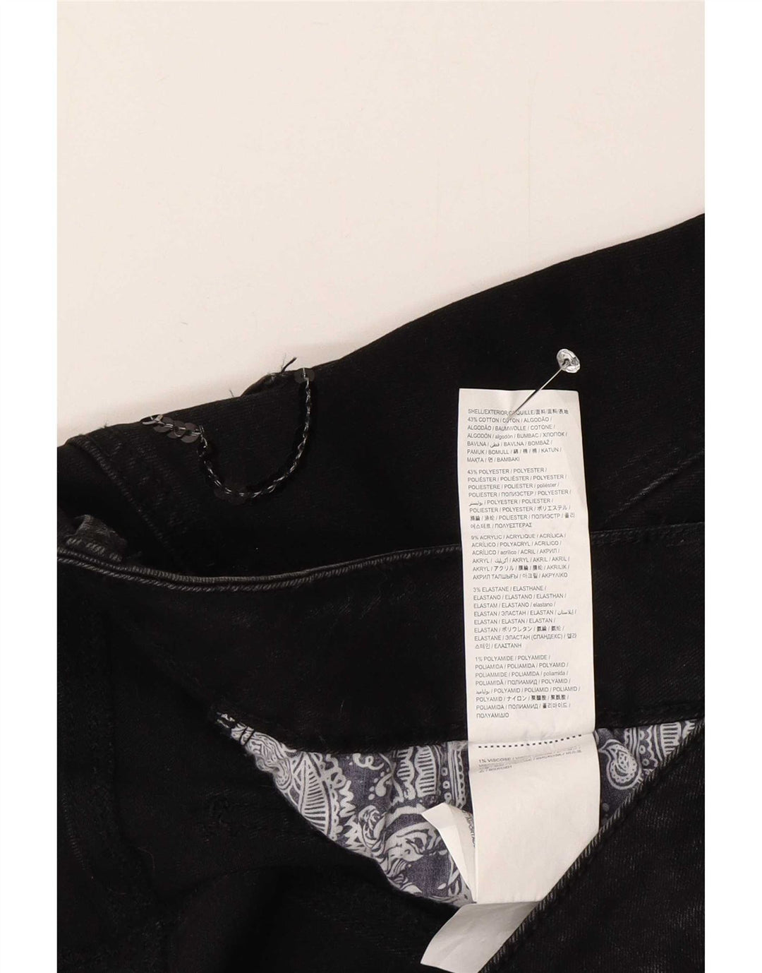 Fusta asimetrică din denim pentru femei Desigual EU 40 Medium W30 Gri Herringbone