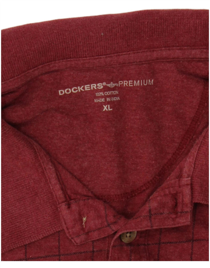 Tricou polo pentru bărbați Dockers XL, bumbac cu carouri maro