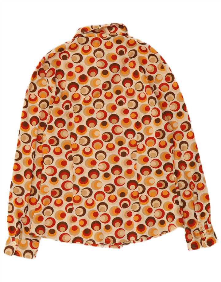 Bluză vintage cămașă pentru femei UK 10 Poliamidă geometrică multicoloră mică