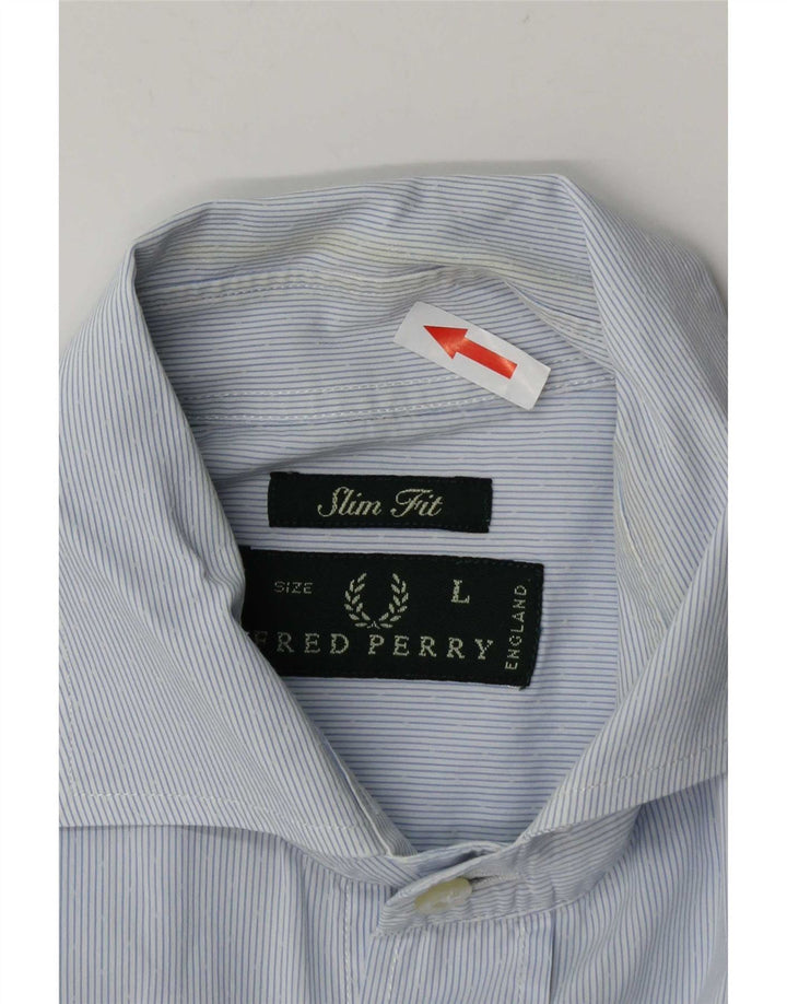 Cămașă pentru bărbați Fred Perry Slim Fit, mare, albastru, bumbac cu dungi