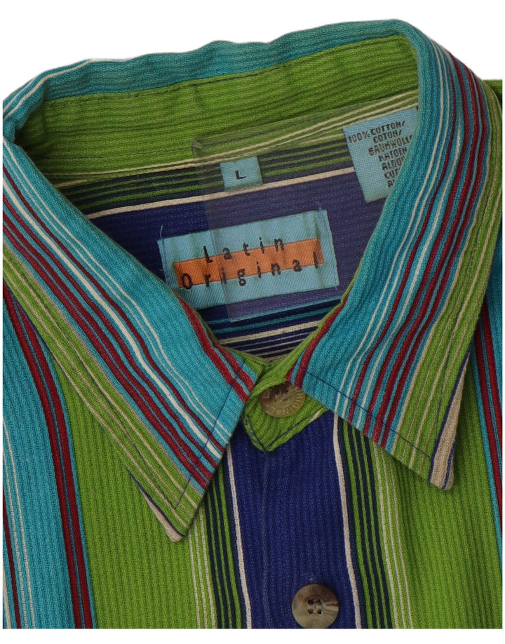 Camasa cu maneca scurta pentru barbati VINTAGE, bumbac cu dungi multicolore