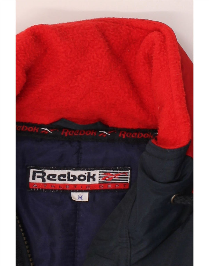 REEBOK Mens Windbreaker Jacket UK 38 Medium Navy Blue Colourblock Vintage Reebok and Second-Hand Reebok from Messina Hembry 