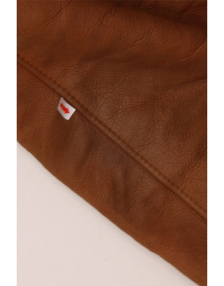 MABRUN Jachetă din shearling pentru bărbați UK 36 Mic din piele maro