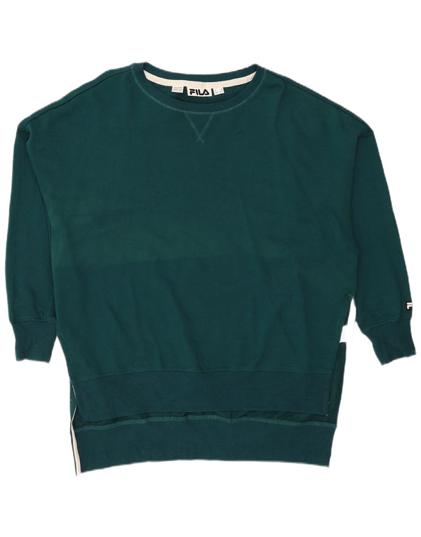 Pulover supradimensionat pentru femei Fila, cu paragate, UK 18 XL, bumbac verde