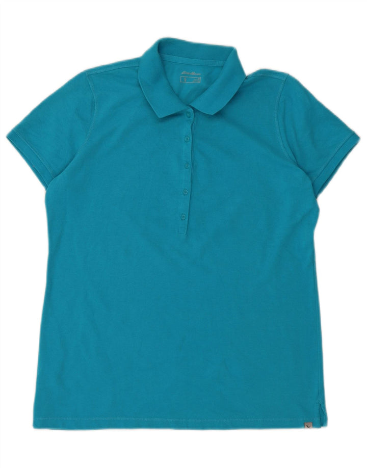EDDIE BAUER Tricou polo pentru femei UK 14 Bumbac albastru mediu
