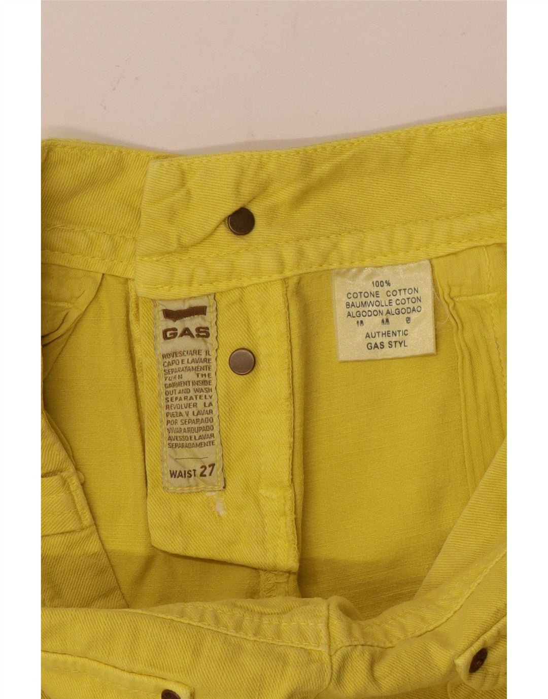 Blugi capri pentru femei Gas W27 L20 bumbac galben