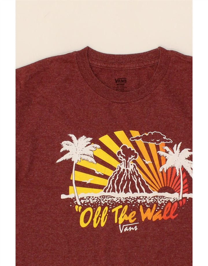 VANS Womens Graphic T-Shirt Top UK 12 Medium Maroon Cotton Vintage Vans and Second-Hand Vans from Messina Hembry 