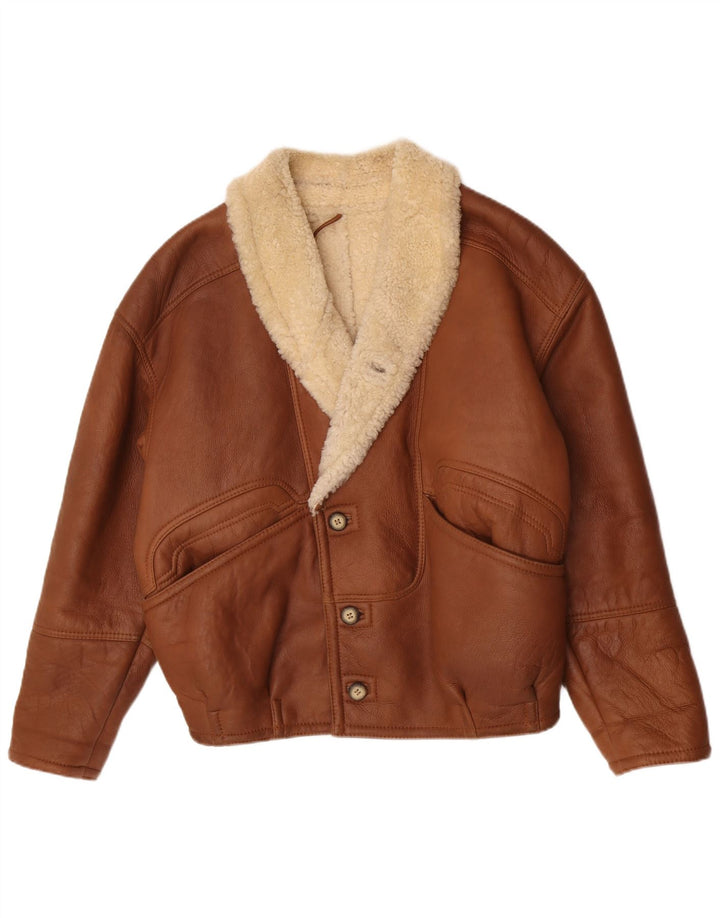 Jachetă vintage pentru bărbați din shearling IT 48 Maro Mediu