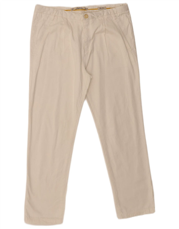 Pantaloni Chino Drepți Zara Femei EU 40 Mediu L30 L28 Alb
