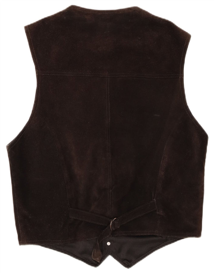 Vestă vintage bărbătească din piele intoarsa EU 48 maro mediu din piele