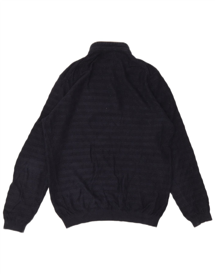 Massimo Dutti Pulover pentru bărbați cu gât cu nasturi, mare, bleumarin, cu dungi