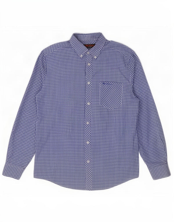 Cămașă pentru bărbați Ben Sherman, din bumbac vichy albastru mediu