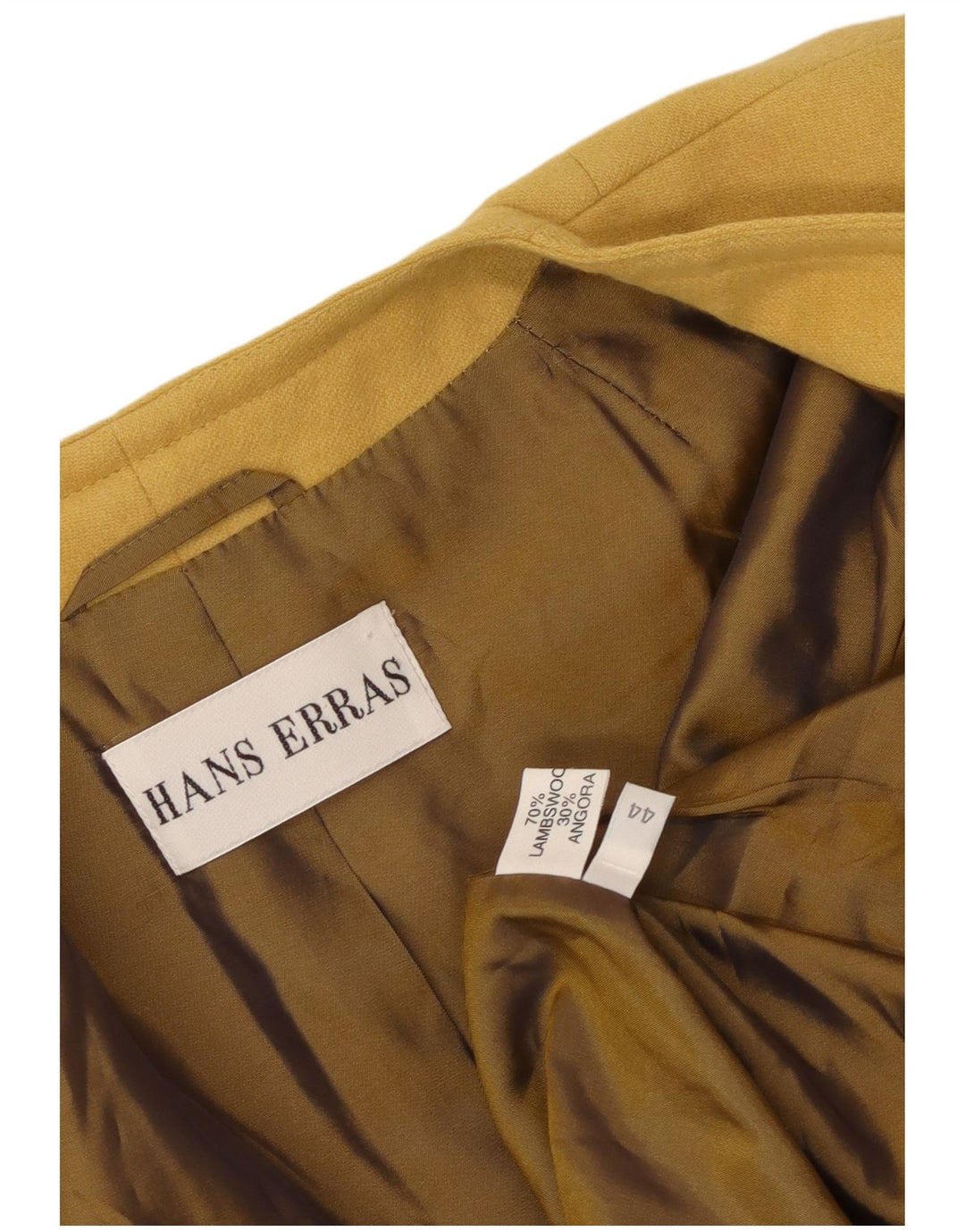 Jachetă vintage pentru femei cu 1 nasture IT 44 Lână de miel galbenă medie