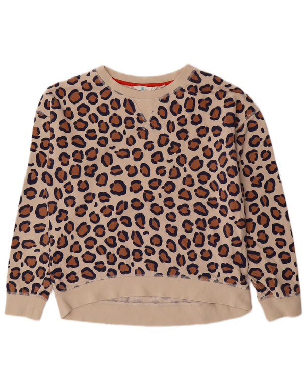 Pulover supradimensionat pentru femei Boden UK 6 XS bumbac cu imprimeu animal bej