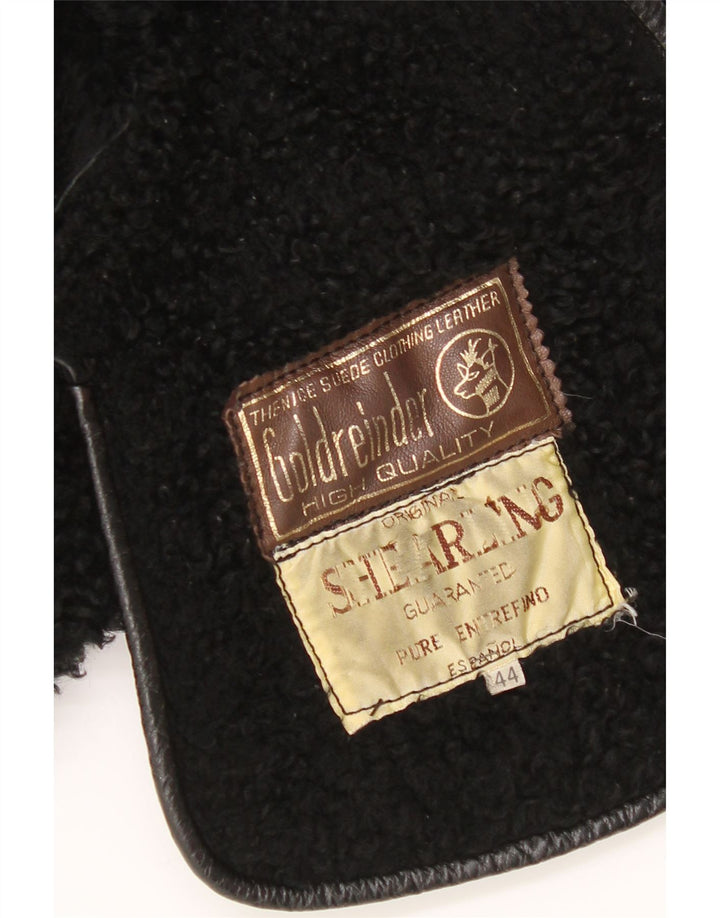 Palton vintage din shearling pentru femei IT 44 Medium Black Patchwork Shearling