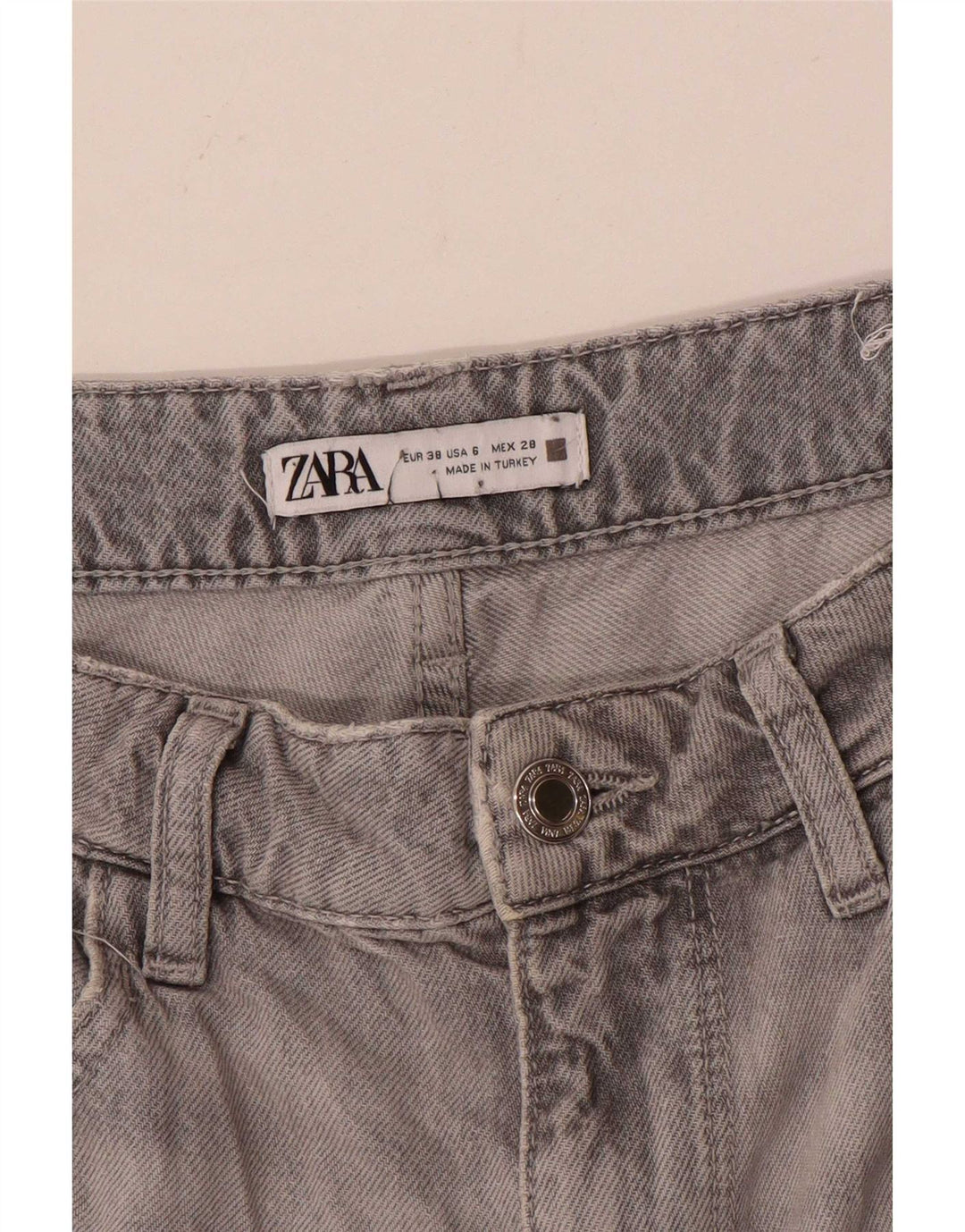 Blugi drepti pentru femei Zara EU 38 Mici W28 L29 Gri
