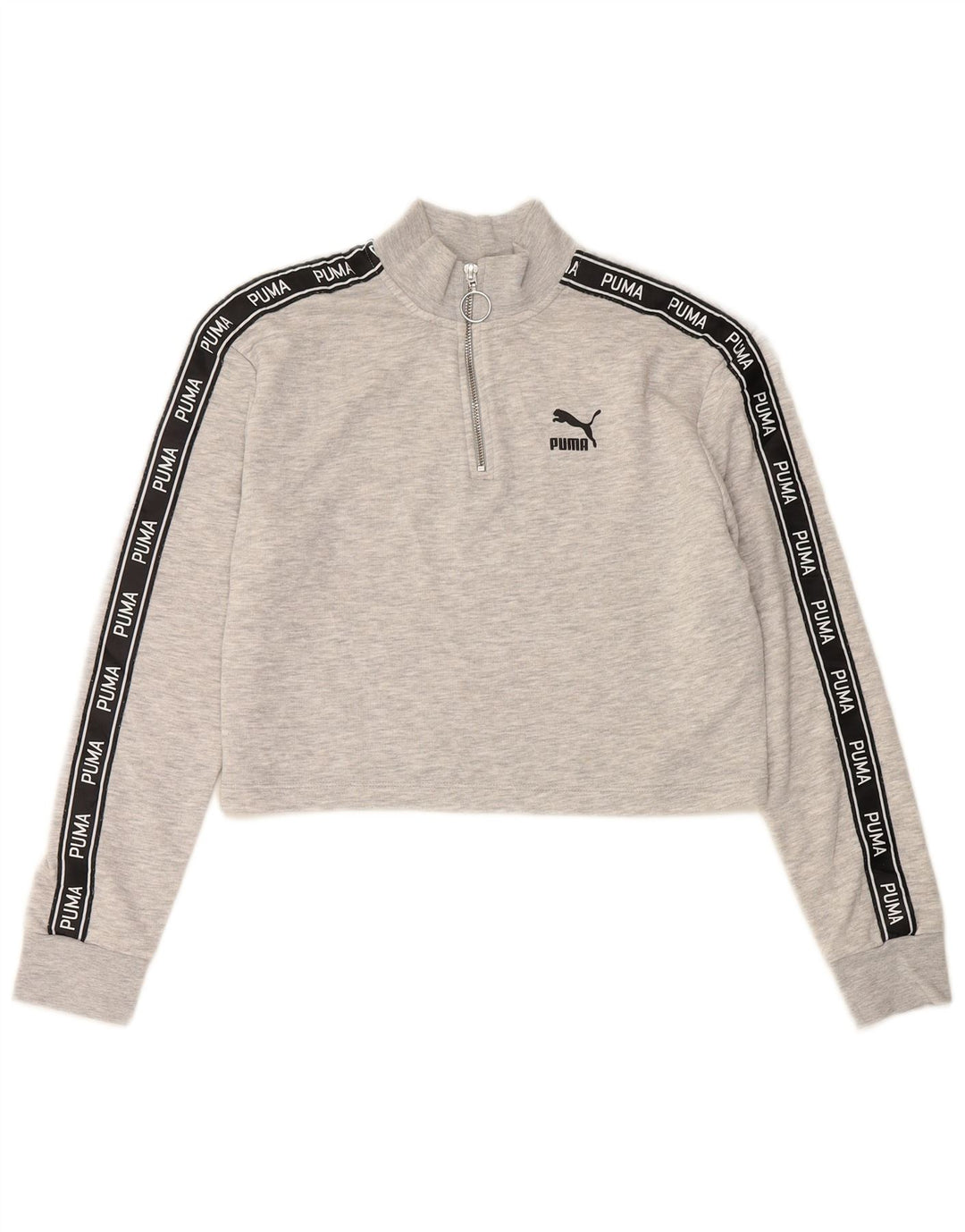 Pulover PUMA Crop Crop pentru femei UK 12 Medium Gri Colorblock