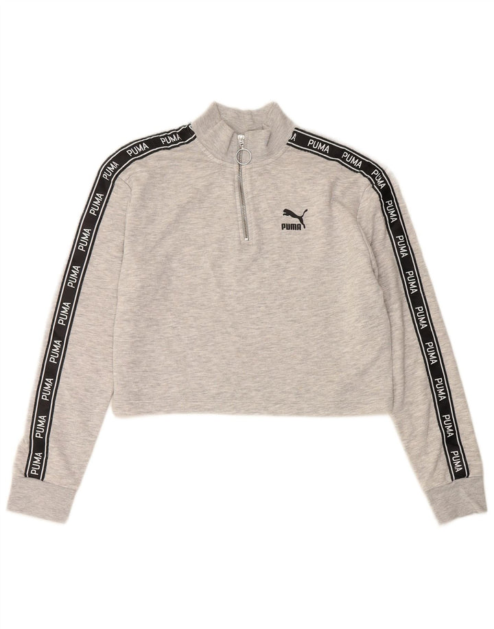 Pulover PUMA Crop Crop pentru femei UK 12 Medium Gri Colorblock